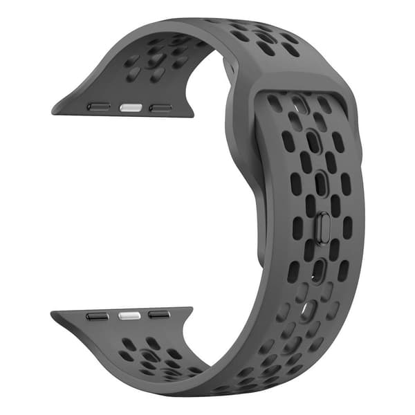 Klockarmband Apple Watch Series 41mm - 40mm - 38mm Hål Design Silikonarmband - Mörkgrå Silvergrå