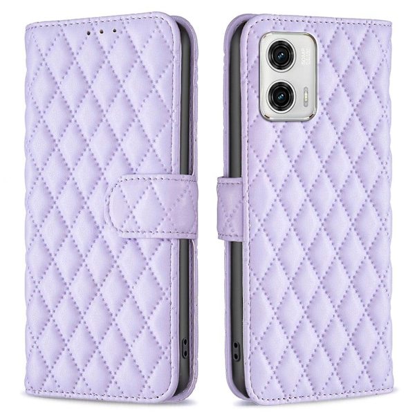 Rombuskuvioinen matta läppäkotelo Motorola Moto G73 - Violetti Purple