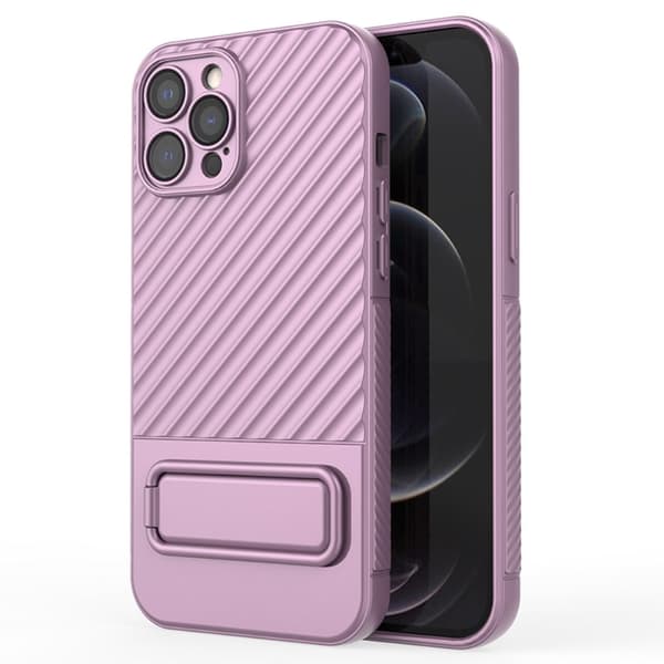 Skyddande reptåligt iPhone 12 Pro Max skal med stativ - Rosa Rosa