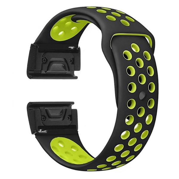 Garmin Fenix 5X 26mm tvåfärgat klockband av silikon - Svart / Grön Grön