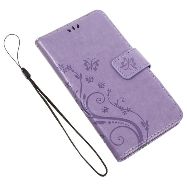 Samsung Galaxy A5 (2017) læder-etui med sommerfugleprint - Lyslilla Purple