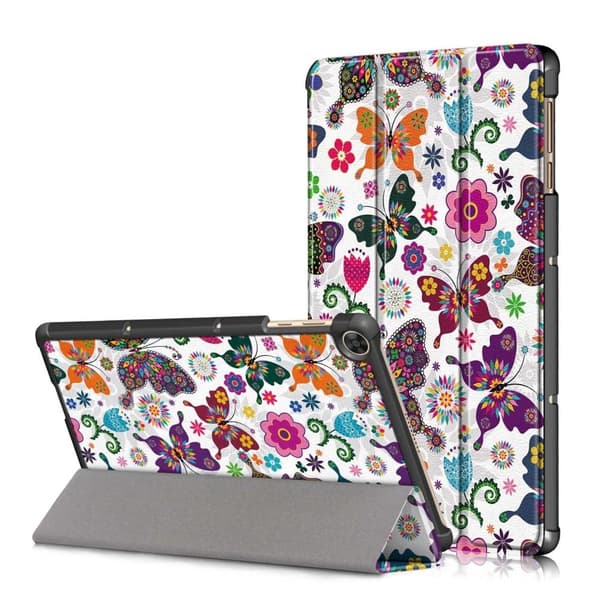 Huawei MatePad T10 mønster tri-fold læderetui - Sommerfugle Multicolor