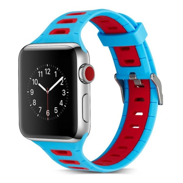 Apple Watch 42mm trendikäs ranneke - Vaaleansininen / Punainen Multicolor