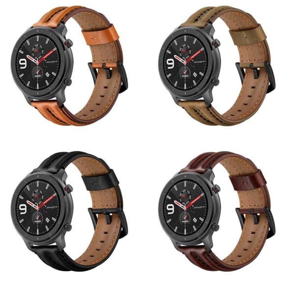 Universal dubbel keel äkta läder klockarmband - brun Brun