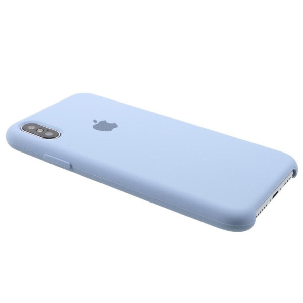 iPhone XS 5,8 tommer 1:1 skala Silky Solid silikone telefon cover - Babyblå Blue