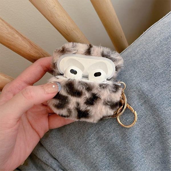 AirPods 3 fodral i leopardfuskpäls med spänne - Rosa Leopard Rosa