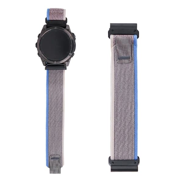Garmin Fenix 8 47mm / Fenix E 47mm Quick Release Nylon Loop Magic Tape Klockarmband 22mm Universalarmband - Grå + Blå Silvergrå