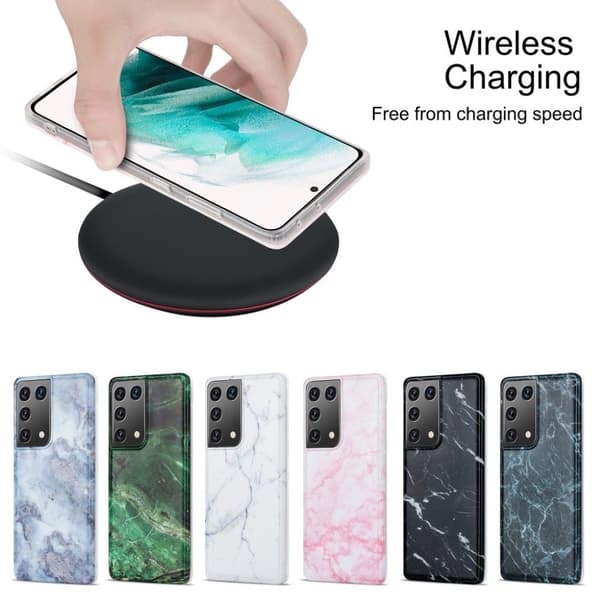 Marble Samsung Galaxy S21 Ultra Etui - Rosa Pink