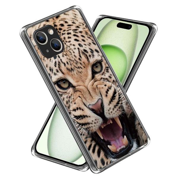Deco iPhone 15 Plus kotelot - Leopardi Brown