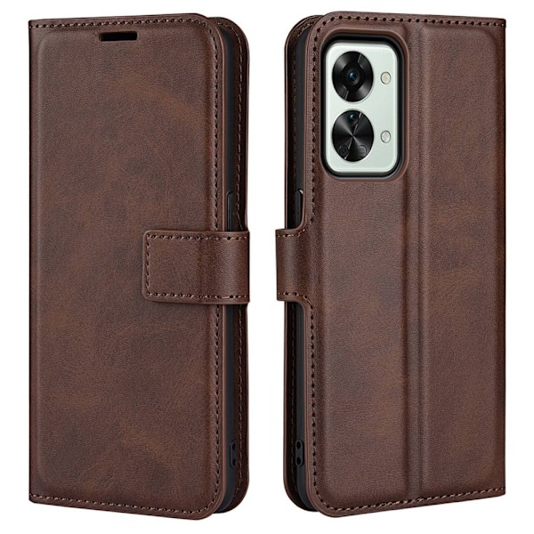 Hållbart konstläder OnePlus Nord 2T fodral med plånbok - Brun Brun
