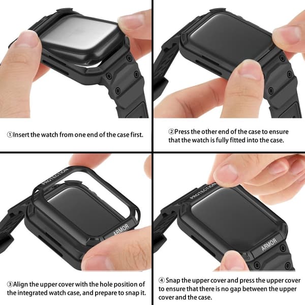 Apple Watch Series 8 (45 mm) rem med cover - Sort / Sort Black