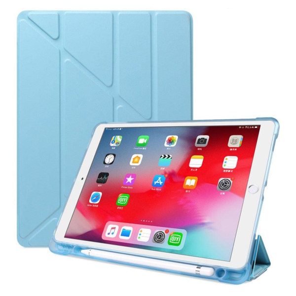 iPad 10.2 (2019) origami læder flip etui - Babyblå Blue