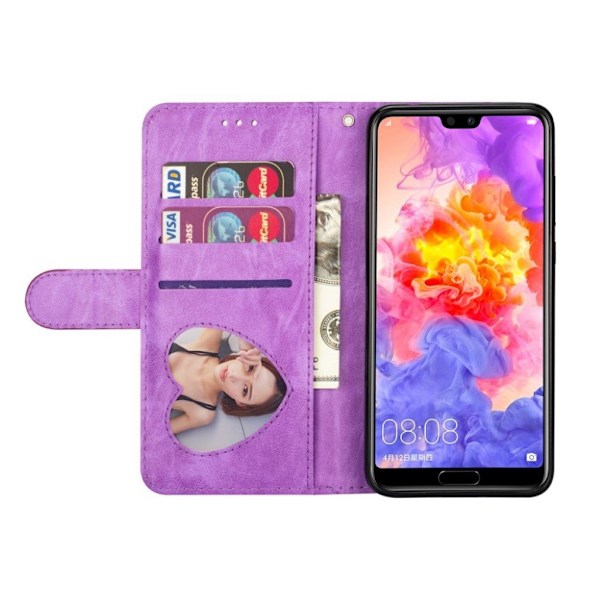Zipper läder Huawei P20 Pro fodral med plånbok - Lila Lila