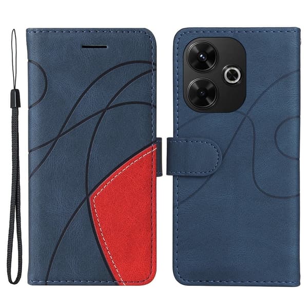 Tekstureret Xiaomi Redmi 13 læderetui med rem - Blå Blue