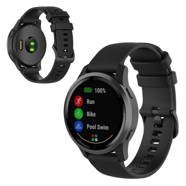 Garmin Vivoactive 4 grid texture silikoni ranneke - Musta Black