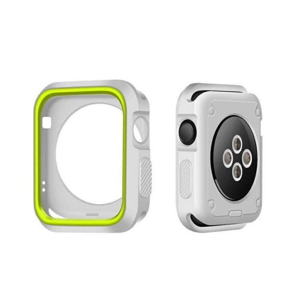 Apple Watch 42mm To-farvet silikone cover - Hvid/grøn Green
