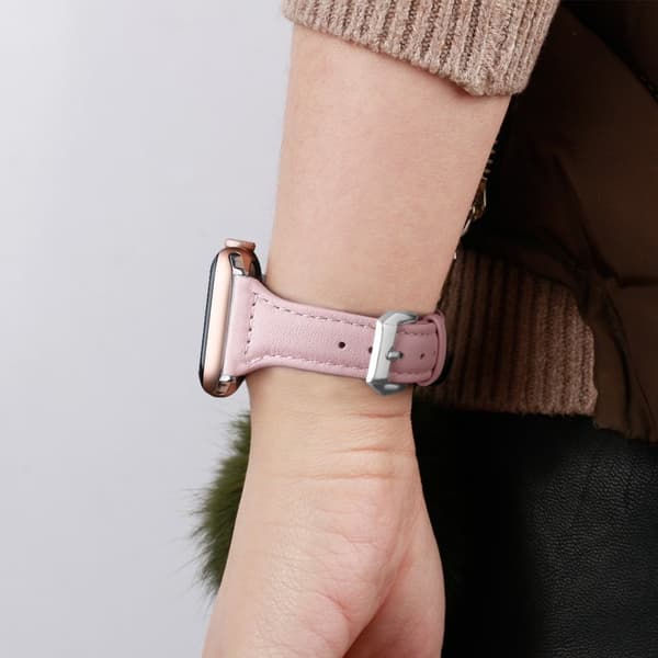 Apple Watch (41mm) B6 urrem i ægte læder - Lyserød Rose / Størrelse: L Pink