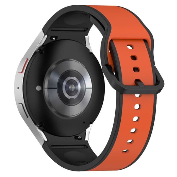Samsung Galaxy Watch 5 / 4 dobbeltfarvet silikoneurrem - Orange / Sort Orange