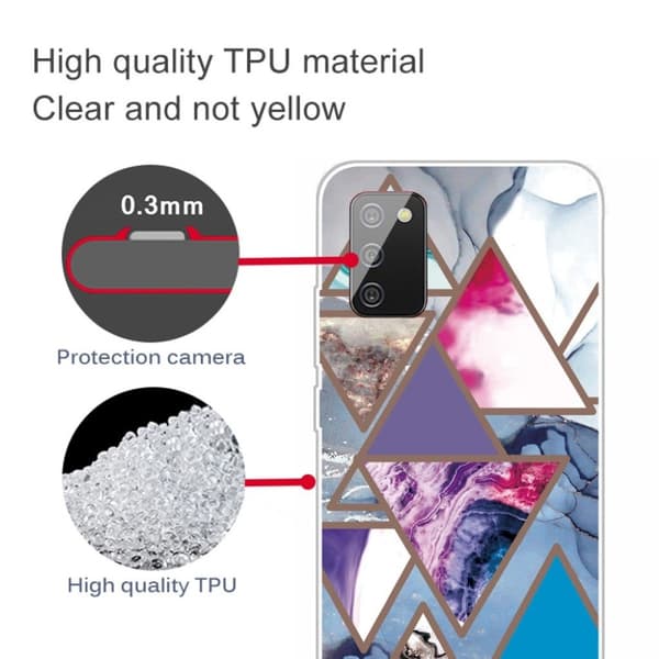 Marble Samsung Galaxy A02s Etui - Triangle Patterns in Marble Multicolor