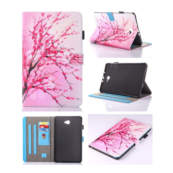 Samsung Galaxy Tab A 10.1 (2016) læder-etui - Flotte blomster Pink