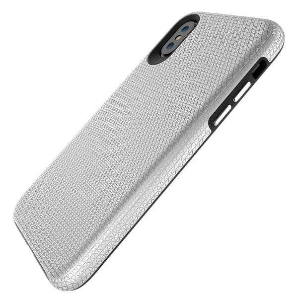 iPhone X TPU etui med hård tekstur - Sølv Silver grey