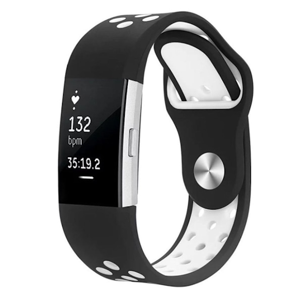 Fitbit Charge 2 to-farvet multihole silikone Urrem - Sort / Hvid Black