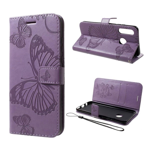 Butterfly Huawei P30 Lite nahkakotelo - Violetti Purple