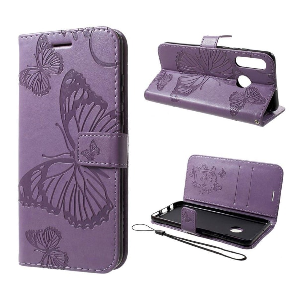 Huawei P30 Lite imprint butterfly leather case - Purple Purple