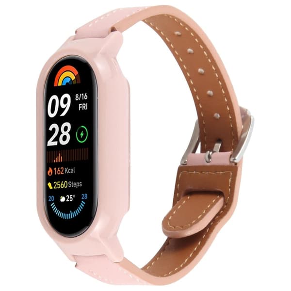 Xiaomi Smart Band 8 Bumpresistent Watch Case Integrated Ultra Fiber Leather Quick Release Watch Strap - Lyserød Pink