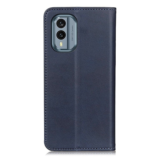 Flip Etui med Pung i Ægte Læder til Nokia X30 - Blå Blue