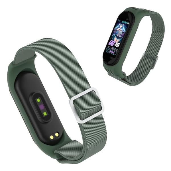 Xiaomi Mi Smart Band 6 / 5 nailon kellonauha - Tummanvihreä Green