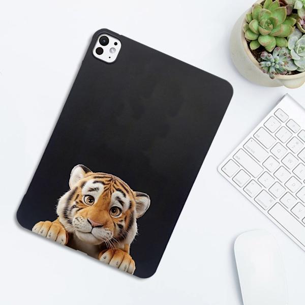 iPad Pro 13 (2024) Case Pattern Printing Slim Flexible Tablet Protective Cover - Little Tiger Brown
