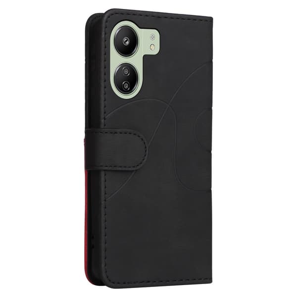 Tekstureret Xiaomi Redmi 13C / Xiaomi Poco C65 læderetui med rem - Sort Black