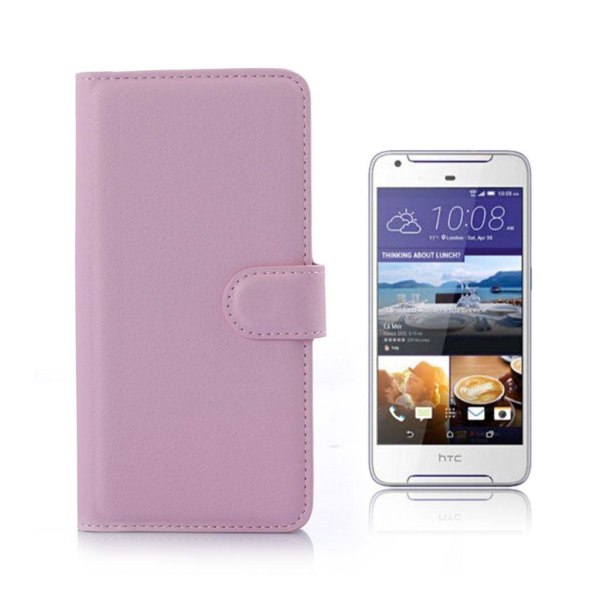 HTC Desire 650 Litsi Pintainen Nahkakotelo Lompakko - Pinkki Pink