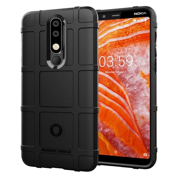 Nokia 3.1 Plus anti-stød gitter tekstur etui - Sort Black