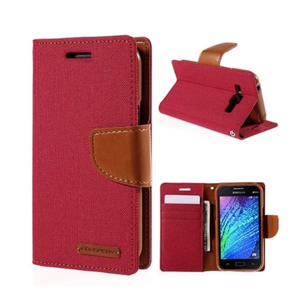 Mercury Goospery Samsung Galaxy J1 Nahkakotelo - Punainen Red