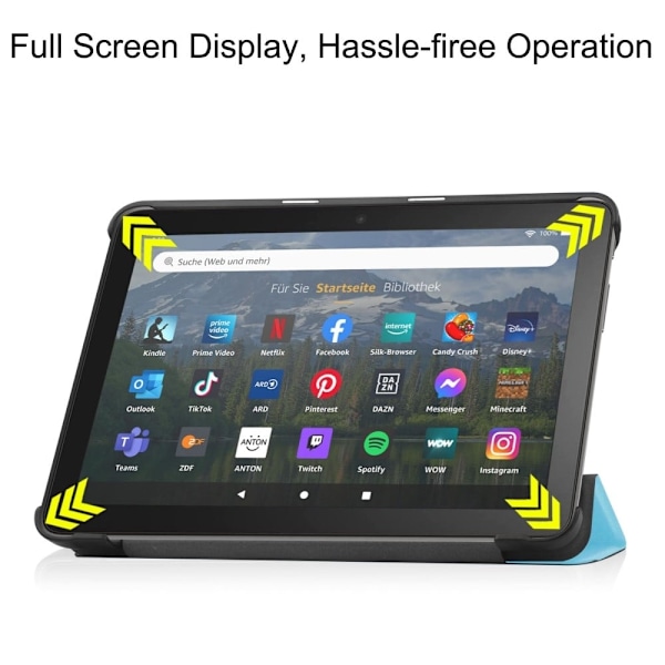 Tri-fold läderfodral för Amazon Fire 8 HD (2022) - Himmelsblå Blå