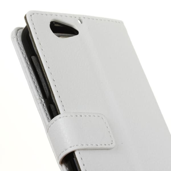 HTC A9s etui av lær med litchi tekstur - Hvit White