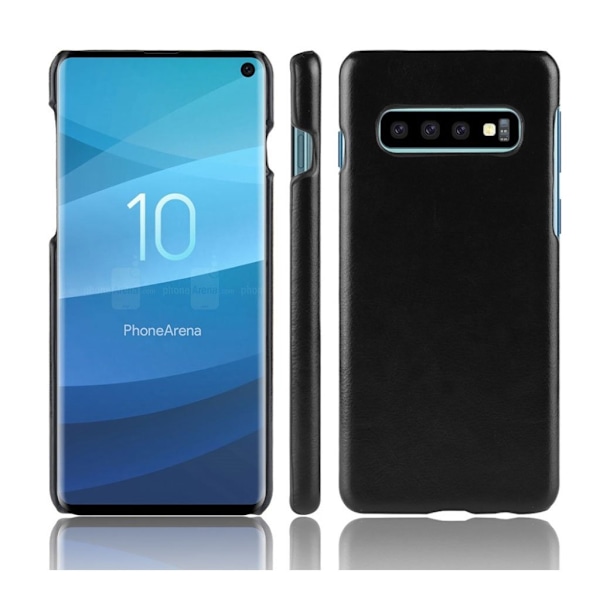 Samsung Galaxy S10 litchi skin læderetui - Sort Black