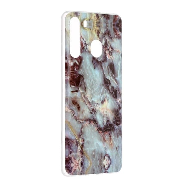 Marble Samsung Galaxy A21 veske - Teal / Black Marble Multicolor