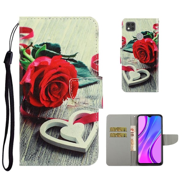 Wonderland Xiaomi Redmi 9C Flip etui - Red rose Multicolor