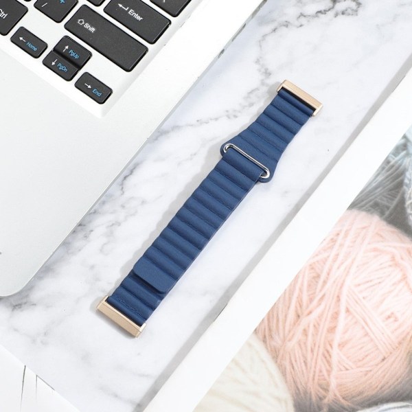 Fitbit Versa 3 äkta läder klockarmband - mörkblå Blå