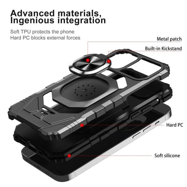 Slitesterkt hardplastdeksel med myk innside og kickstand for iPhone 12 - Svart Black