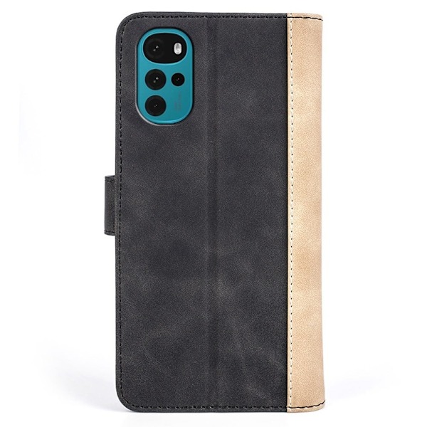 To Farvet Læder Flip Case til Motorola Moto G22 - Sort Black