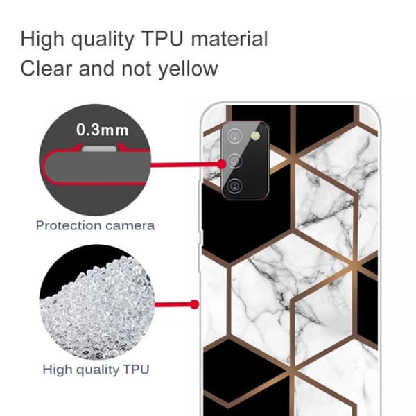Marmormotiv Samsung Galaxy A02s skal - Marmor Kub I Svart Och Vitt multifärg