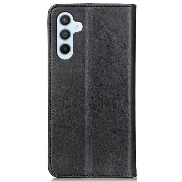 Flip Etui med Pung i Ægte Læder til Samsung Galaxy S23 Fe - Sort Black