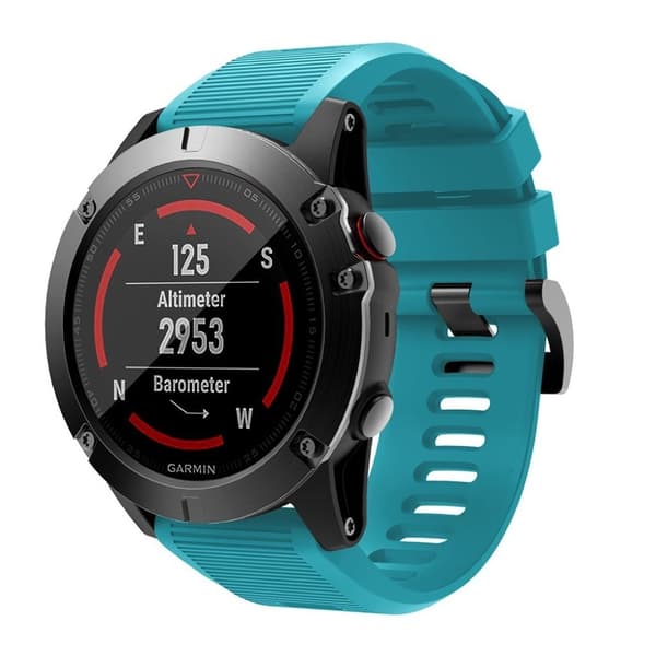 Garmin Fenix 5X silikonearmbånd med striber - Babyblå Blue
