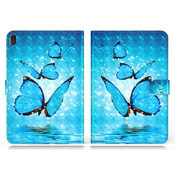 Lenovo Tab E10 kuvio nahkainen flip case - Sininen Perhonen Blue