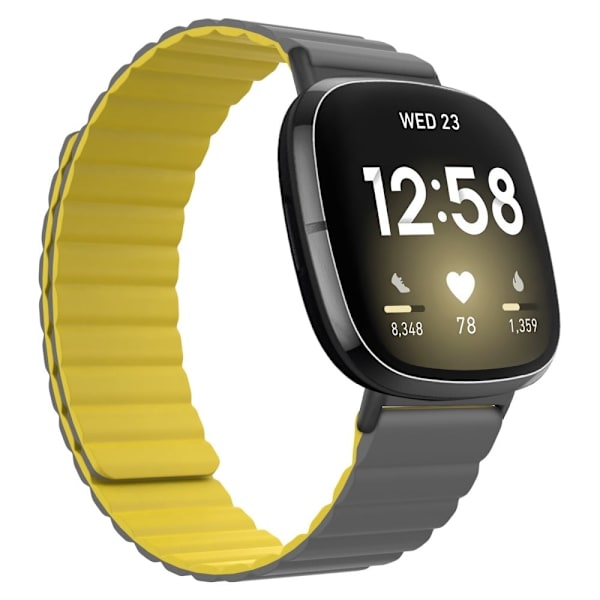 Fitbit Sense / Versa 3 klockarmband i silikon - Grå / Gul Gul