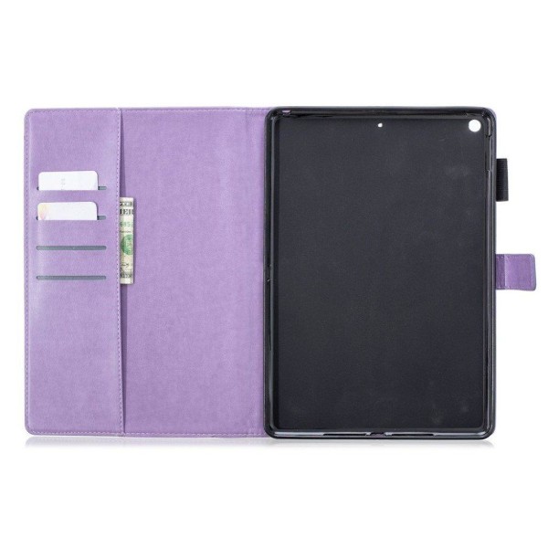 iPad 10.2 (2019) aftryk blomster brilliant læder flip etui - Lilla Purple